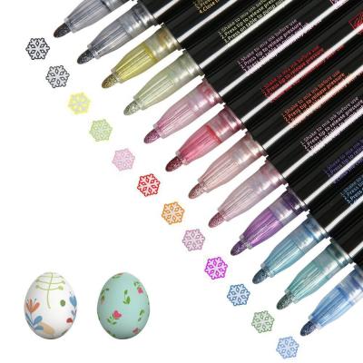 China Manufacturer Parks Good Quality Ink Permanent Marker Pens With 12 Colors Pen Set Two Lines Marker Pen for sale