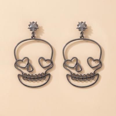 China Geometry Factory Sale 2021 Funny Halloween Animals/Bohemian/Ethnic/Cartoon/Flowers/Patchwork/Daisies/Christmas Overdone Skull Heart Earrings For Female for sale