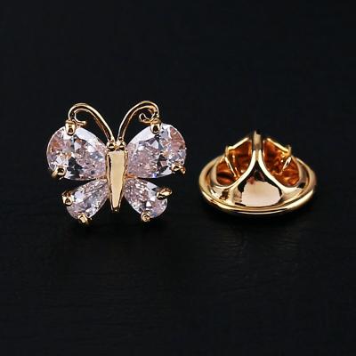 China New Elegant Miniature Zircon Shirt Collar Pin Men And Women Small High-Grade Crystal Brooch Pin for sale