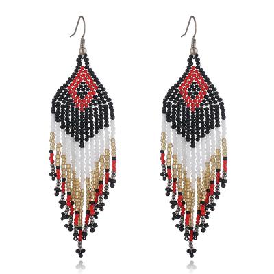 China Wholesale And Retail Cute Fashion Jewelry Handmade Multicolor Bohemian Beads Tassel Earrings for sale