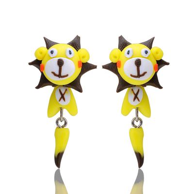 China Fashionable Jewelry Retail Cute Female Handmade Animal Cartoon Clay Lion Soft Earrings for sale