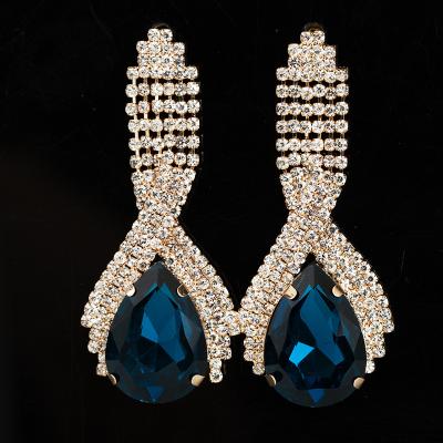 China BOHEMIA Raindrop Wholesale Rhinestone Stud Bride Dangle Earring Accessories for sale