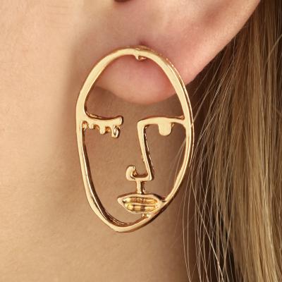 China BOHEMIA wholesale and retail European and American gold face earrings exaggerated to describe hollowed-out figure earrings for sale