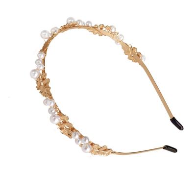 China Fashion Retro INS Baroque Luxury Metal Leaves Beads Hairband Headband Manufacturers Wholesale for sale