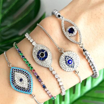 China 2022 Wholesale Hot Sale Classic Punk Vintage Devil's Eye Full Diamond Bangle Adjustable Bracelet for sale