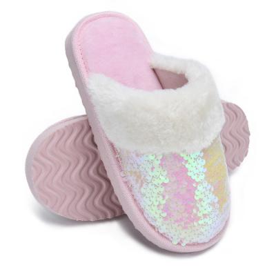 China Custom Wholesale Girls Glitter Bling Mule Women's Fashion Trend 2021 Fashion Comfortable Fur Slipper For Indoor for sale