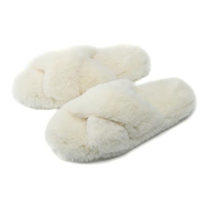 China Winter Hairy Indoor Spring Bedroom Fashion Trend Woolen Fur Girl Stripe Night Slipper Fur Cross Slippers Color Customized Fluffy for sale