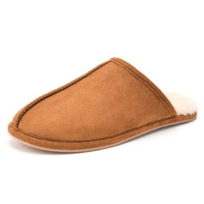 China 2021 Light Weight Commodity Warm Classic Breathable Faux Microfiber Fur Mule Indoor Slippers For Men for sale