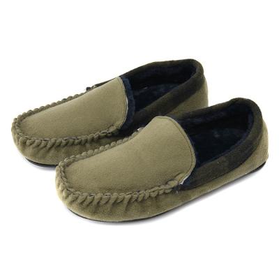 China CUSHIONING Olive Green Microfiber Office Garden sole hard comfortable driving slipper men's moccasin slippers with arch support for sale