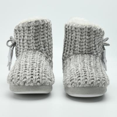 China Thermal star moon plush knitted slipper warm indoor ladies knitted slippers boots for sale