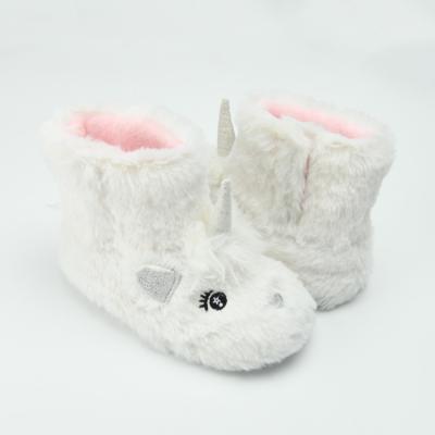 China Lovely Thermal Girls Unicorn Fur Fluffy Character Kids Cute Slipper Boots for sale