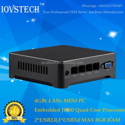 China J1900 PC Barebone Fanless Firewall Embedded 4Lans Mini Network Server Supported PFsense Linux for sale