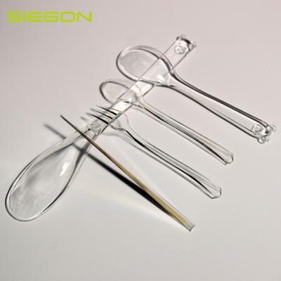 China Morden factory direct sale luxury acrylic tableware set transparent plastic spoon fork for kitchen for sale