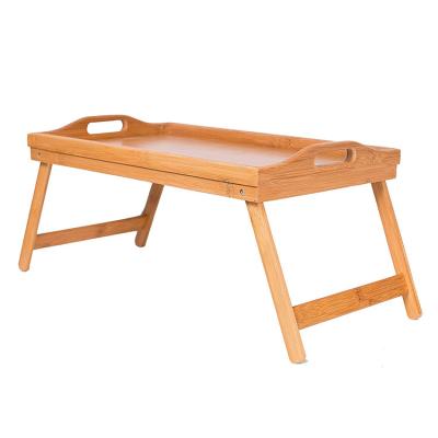 China 2022 New Design Eco Friendly Bamboo Wooden Foldable Catering Table Breakfast Bed Trays for sale