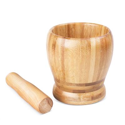 China Home Kitchenware Herb Pounder Pounder Minced Tool Mills Garlic Mortar Stocked Bamboo Pestle for sale