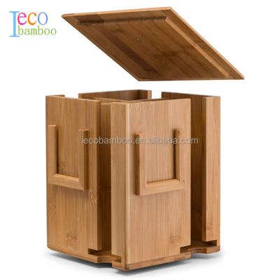 China Tea Viable Bamboo Storage Box Bamboo Coffee Storage Box with Four Rotating Compartments for sale