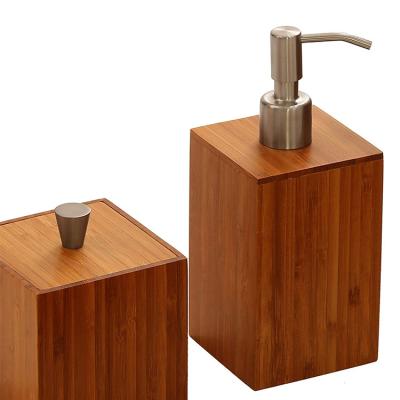 China Sustainable Yearly Hot Bamboo 5 Piece Bathroom Accessories Set for sale