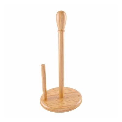 China Factory Wholesale Modern Rustic Bamboo Wood Thin Paper Towel Holder For Kitchen Counter Top for sale