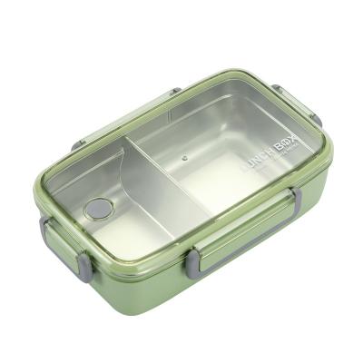 China Steamable Maker Outside Biodegradable Food Packaging Stainless Steel Divided Bento Lock Lunch Boxes with 2 Compartments for sale