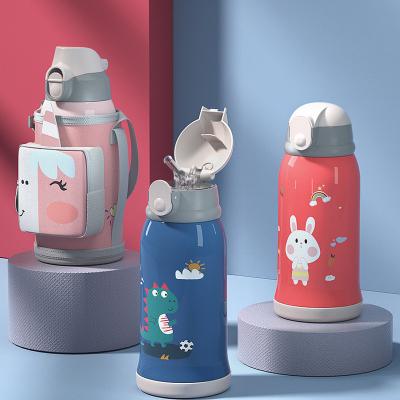 China 550ML Kids Food Grade Wall 316 Stainless Steel Vacuum Flask Custom Cute Cartoon Kids PORTABLE Double Insulated Water Bottles With Bag for sale