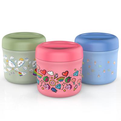 China 500ml Paint PP 304 Stainless Steel Thermos Portable Heatable Cute Colorful Vacuum Insulated Food Storage Jars With Handle Cover for sale