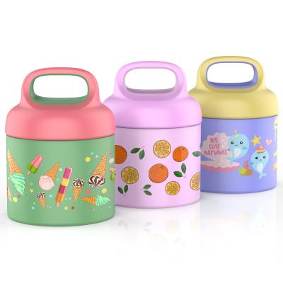 China Cartoon Printing 304 Stainless Steel Baby Food Bowl Container Storage Box Heatable Insulated Thermos Thermos Food Storage Jars for sale