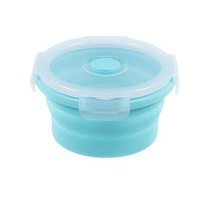 China Viable In Stock Folding Silicon Lunch Boxes There Color Four Size Set Collapsible Silicone Food Storage Container for sale