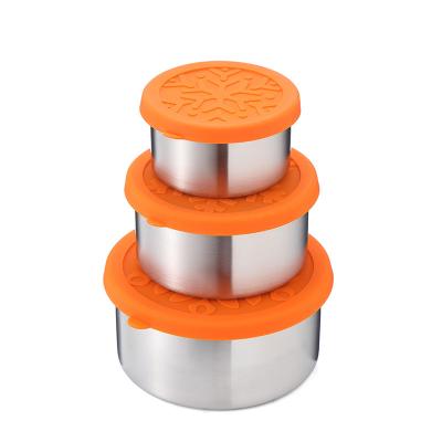 China Lunch Box Heatable Metal Food Container Custom Size Round Storage Boxes and Bins 0-1L Eco-Friendly Leak Proof Preservation Stainless Steel for sale