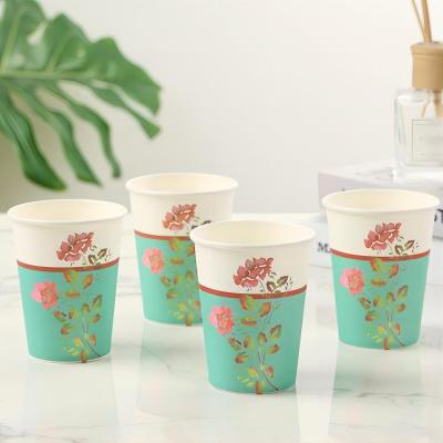 China Wholesale high quality degradable custom disposable paper cups recyclable with logo for hot/cold drinks lined wallpaper coffee cups for sale