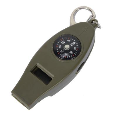 China Multifunction Four Multifunction In One Outdoor Portable Appliances Compass EDC Magnifying Glass Emergency Whistle for sale