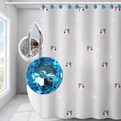 China 12 Pcs Modern Rhinestone Decorative Rolling Acrylic Diamond Shower Curtain Hooks Ring For Bath Bathroom Set for sale