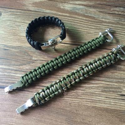 China Nylon Rope Bracelet Organizer Camping Braided Pulseras Rescue Paracord Bracelets Parachute Male Outdoor Rope Rescue Hand Strap for sale