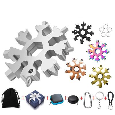 China Outdoor Camping Hiking Traveling Free Sample 18 in 1 Multifunctional Tools Snowflake Key Chain Pocket Multi Tool for Bike for sale