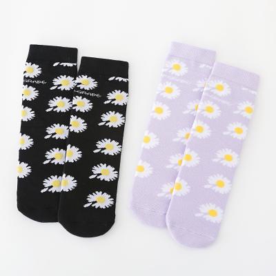 China Shunxin Daisy School Cotton Men Women Comfortable Terry Sports Socks Custom Design Colorful Jacquard Sporty Happy Professional Socks for sale