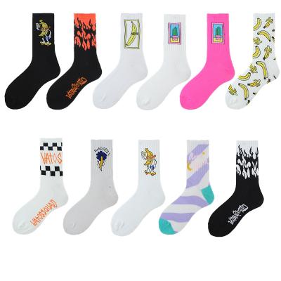 China New classic fruit school dress socks designer socks sweat-absorbent stripe hiphop cotton socks men and women fashion flame antibacterial shunxin for sale