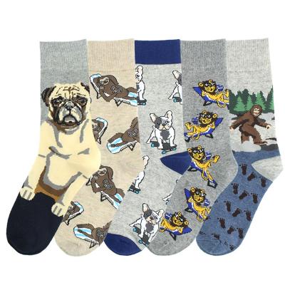 China shunxin antibacterial factory customize cotton sock men cartoon pug soft comfortble funny lion pattern happy oem design socks with logo for sale