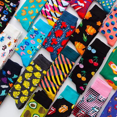 China Shunxin Antibacterial Creative Custom Logo Cotton Popular Women Men Socks Tube Skateboard Bakery Casual Colorful Funky Novelty Happy Socks for sale