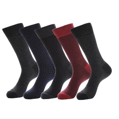 China SX Logo Cotton Men Antibacterial Custom Pure Breathable Deodorant Business Striped Dots High Socks OEM Custom In Stock 100% Cotton Men Socks for sale