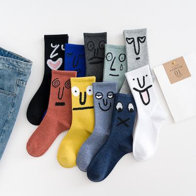 China Mid SX Men's Art Socks Face Cartoon Character Antibacterial Funny Creative Unisex Couples Hip Hop Novelty Ins Style Winter Socks Couples Art Socks Women for sale