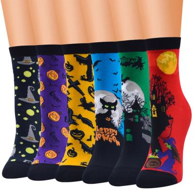 China SX Antibacterial Customized Designer Funny Halloween Cartoon Novelty Crew Girl Christmas Women Socks Gift Pumpkin Monster Cotton Socks Wholesale for sale