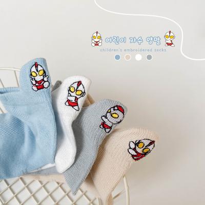 China SX Cartoon Embroidery Cotton Breathable High Quality Comfortable Socks Wholesale Children Happy No Show Socks for sale