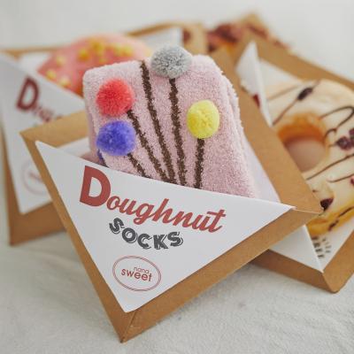 China Winter Women's Winter Shunxin Velvet Sleep Bed Floor Home Socks Antibacterial Cute Coral Fluffy Donut Slipper Warm Fluffy Donut Half Socks for sale