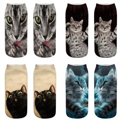 China SX New Design Breathable Cat Series Printed Animal Socks Comfortable Wholesale Cartoon Animal School No Show Socks For Men And Women for sale