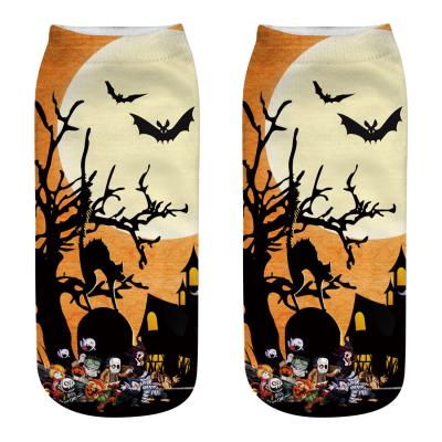 China Halloween Pumpkin Bat Printing SX Custom Designed Sublimation Socks Mens And Womens Gifts Socks Breathable Ankle No Show Alien Fancy Skull Socks for sale