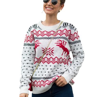 China Breathable Snow Goose Down Jacquard Girls Long Sleeve Sweater New Christmas Women's Knitted Sweater Bottom for sale