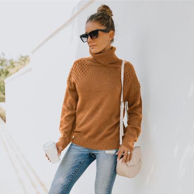 China Breathable Turtle Neck Sweater Women Plain Knitted Turtle Neck Long Sleeve Pullover Sweater for sale