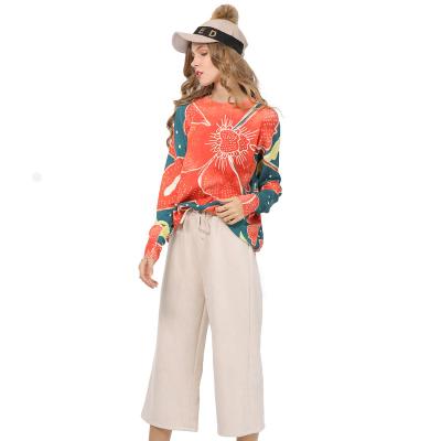 China 2021 New Top Hot Sale Fashion Design Flower Print Breathable Women Sweaters Wholesale For Woman for sale