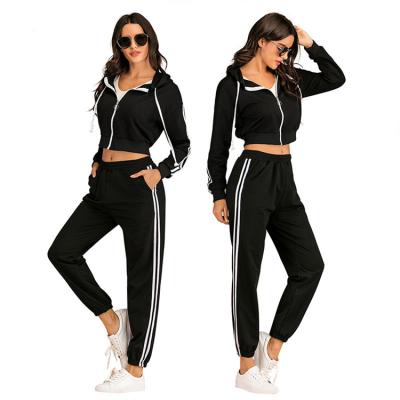 China Sportswear Jacket QUICK DRY Short Straight-Leg Pants New Design Side Striped Tracksuit Women Two Piece Set Hoodies Sportswear for sale