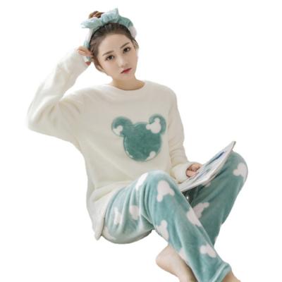 China Autumn Winter Flannel Plus Fleece Cute QUICK DRY Keep Warm Slack Home Service Suit for sale