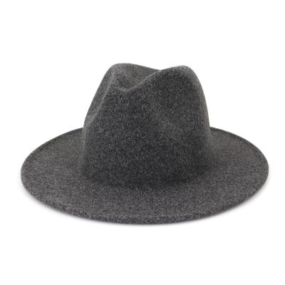 China Comfortable Both Blue Women's Bell-Shaped Fedora Felt Hat Wide Brim Solid Color Men's and Women's Hat for sale